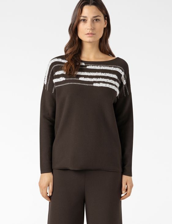 Sarah Pacini PULL - LIGNES CONTRASTÉES MOHAIR