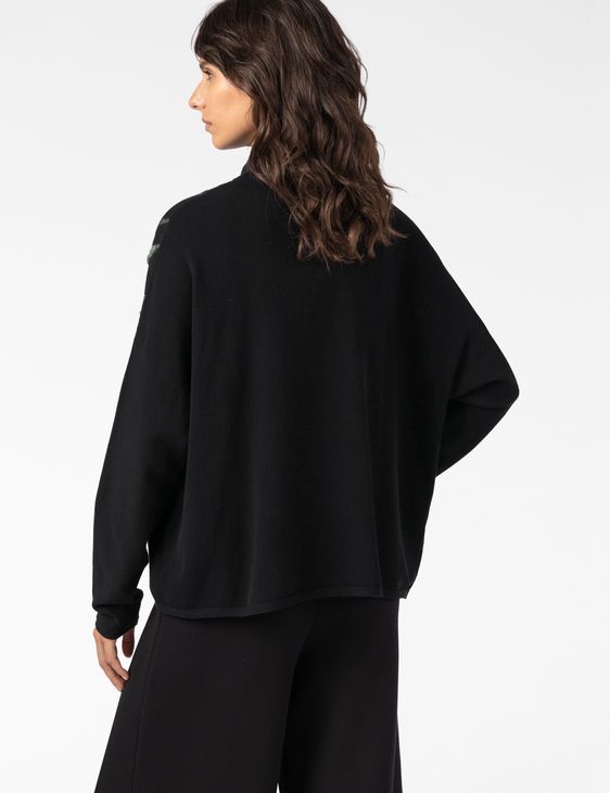 Sarah Pacini VEST MET RITS – CONTRASTERENDE LIJNEN MOHAIR