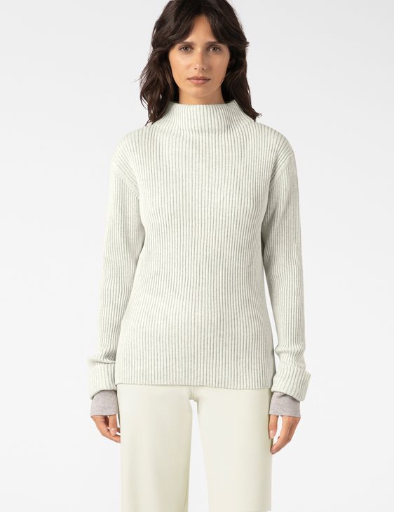 Sarah Pacini PULLOVER MIT STEHKRAGEN – IRISIERENDER RIPPSTRICK
