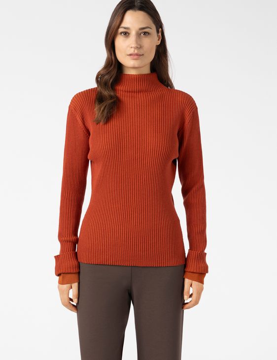 Sarah Pacini STAND-COLLAR SWEATER – IRIDESCENT RIB KNIT