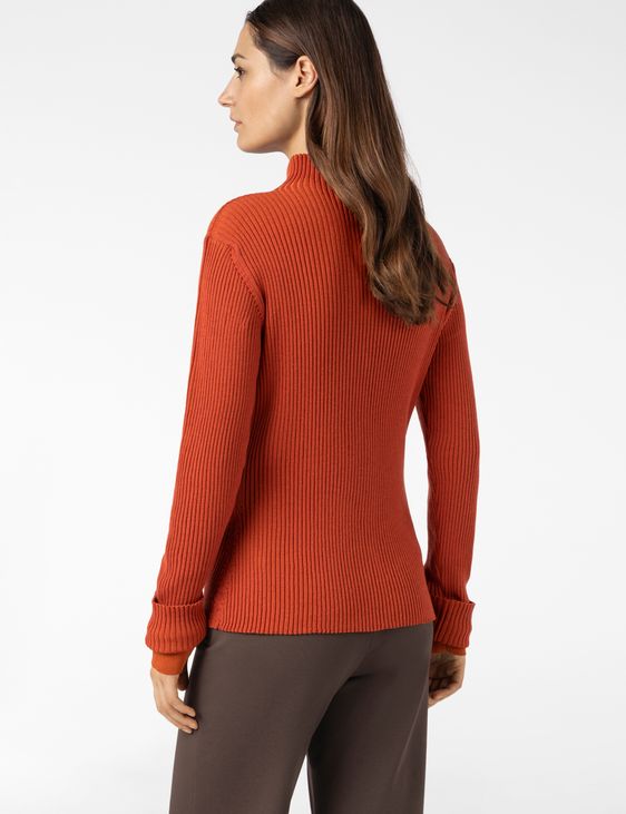 Sarah Pacini STAND-COLLAR SWEATER – IRIDESCENT RIB KNIT