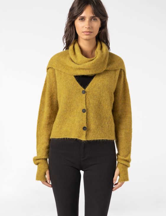 Sarah Pacini CROPPED CARDIGAN – SEAMLESS MOHAIR
