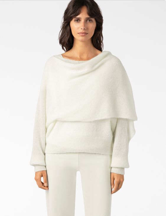 Sarah Pacini SCARF-COLLAR SWEATER – STRETCH MOHAIR