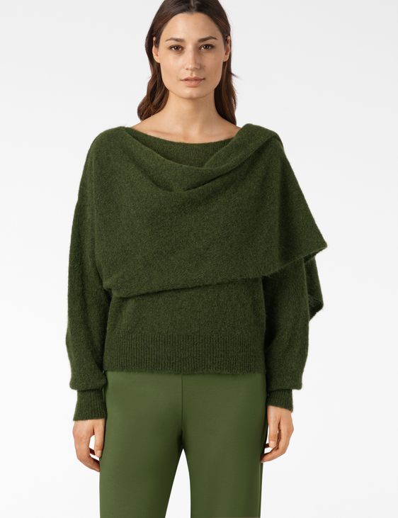 Sarah Pacini SCARF-COLLAR SWEATER – STRETCH MOHAIR