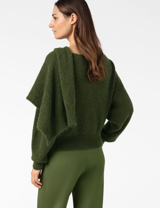 Sarah Pacini SCARF-COLLAR SWEATER – STRETCH MOHAIR