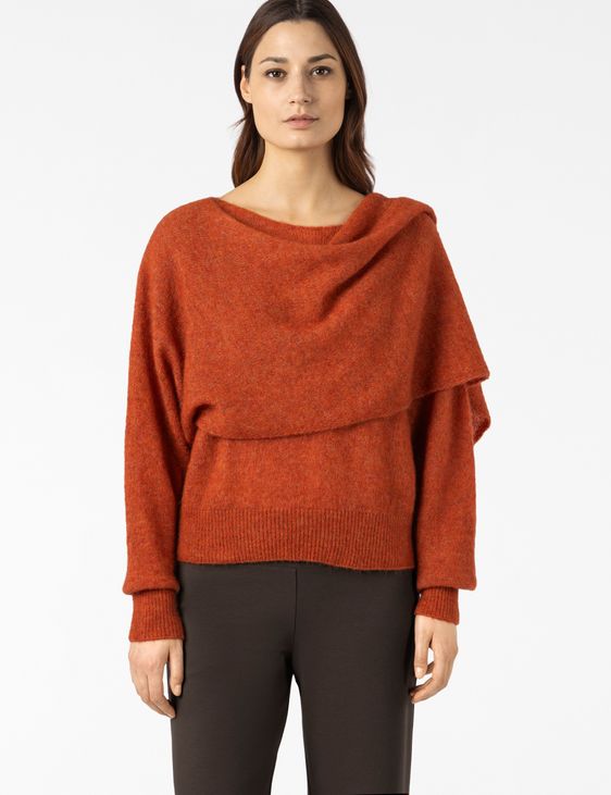 Sarah Pacini SCARF-COLLAR SWEATER – STRETCH MOHAIR