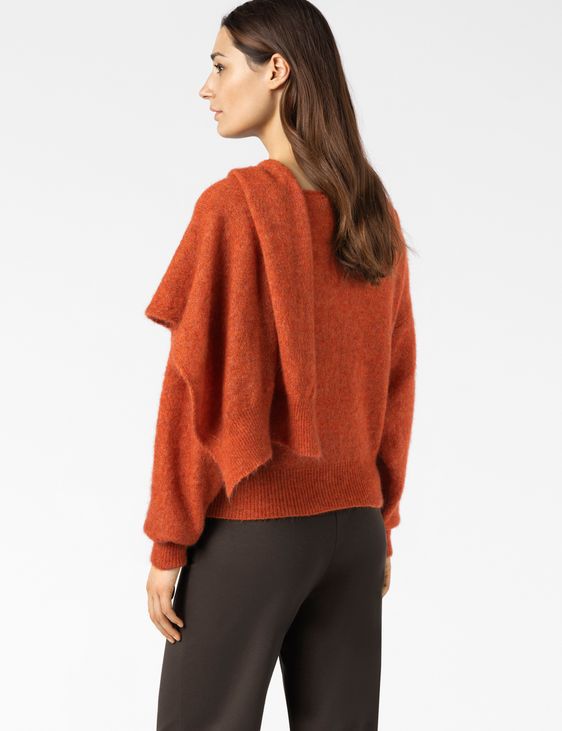 Sarah Pacini SCARF-COLLAR SWEATER – STRETCH MOHAIR