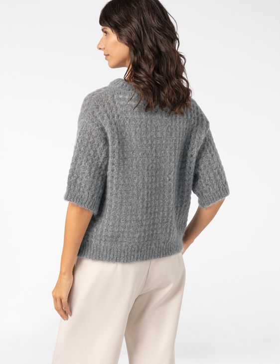 Sarah Pacini SHORT-SLEEVE SWEATER – OPENWORK MOHAIR