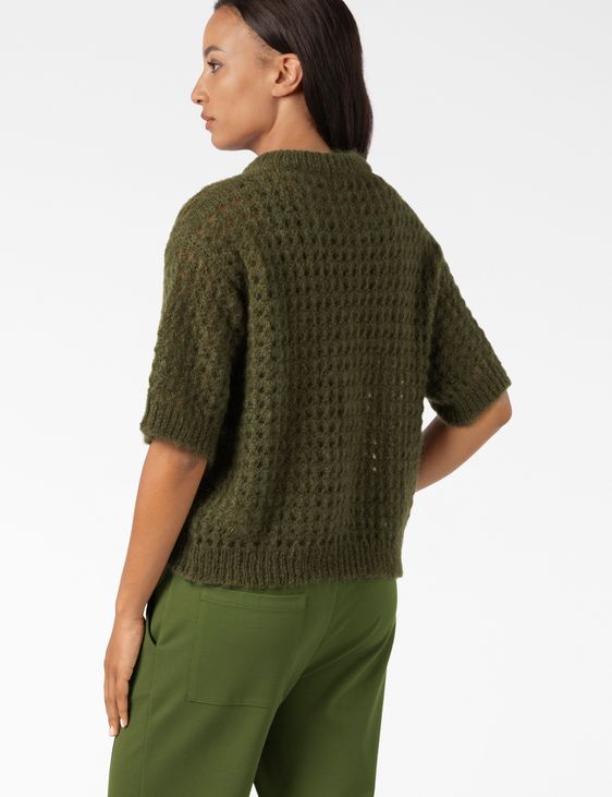 Sarah Pacini SHORT-SLEEVE SWEATER – OPENWORK MOHAIR