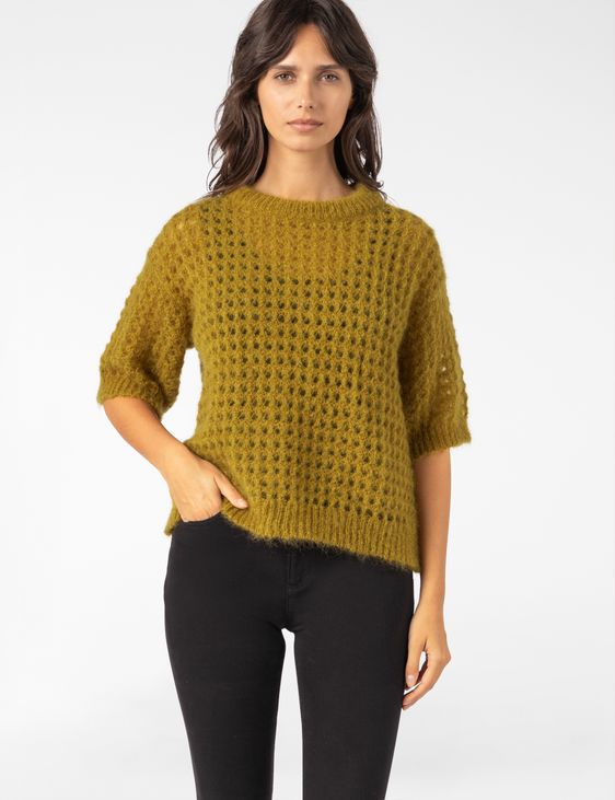 Sarah Pacini TRUI MET KORTE MOUWEN – AJOUR MOHAIR