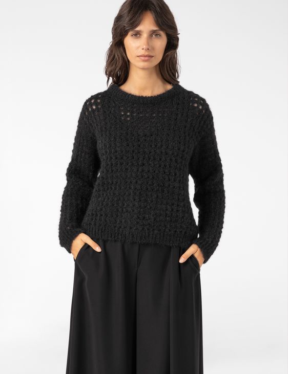 Sarah Pacini ROUND-NECK SWEATER – OPENWORK MOHAIR