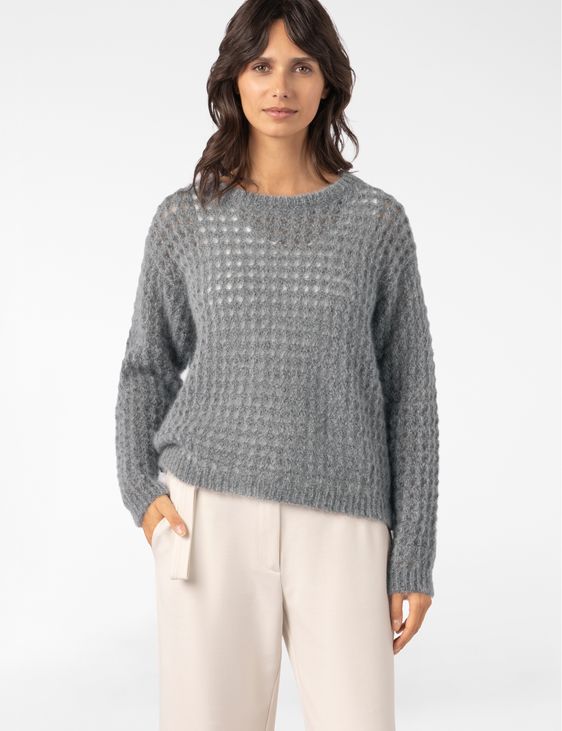 Sarah Pacini TRUI MET RONDE HALS – AJOUR MOHAIR
