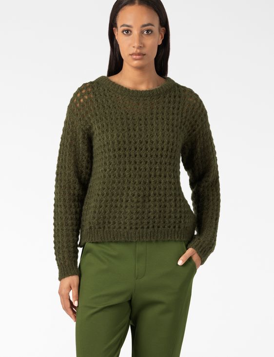 Sarah Pacini ROUND-NECK SWEATER – OPENWORK MOHAIR