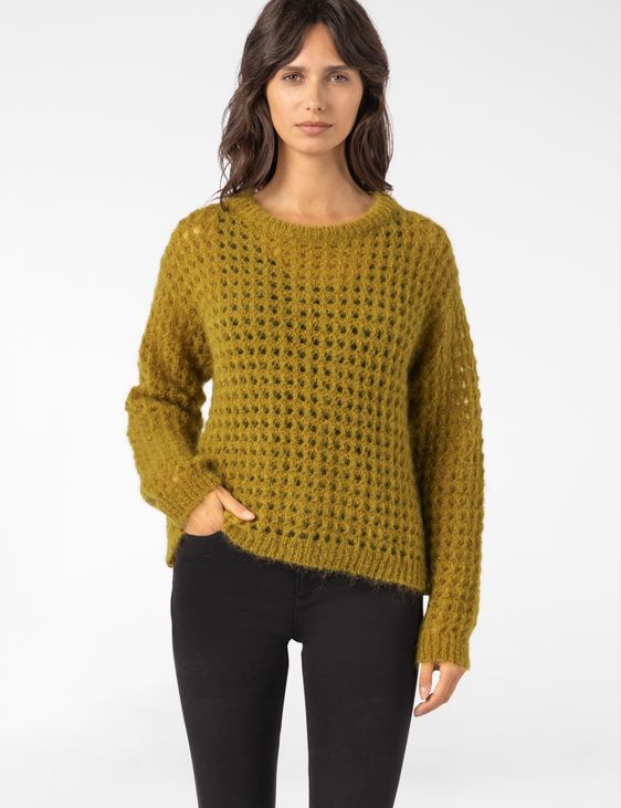 Sarah Pacini ROUND-NECK SWEATER – OPENWORK MOHAIR