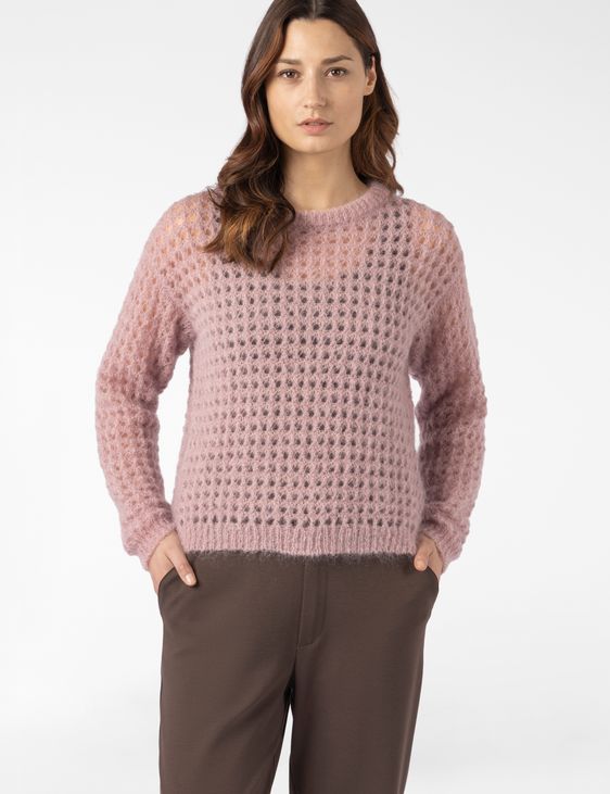 Sarah Pacini ROUND-NECK SWEATER – OPENWORK MOHAIR