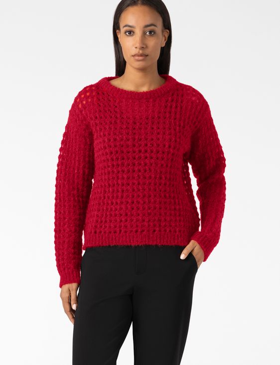 Sarah Pacini ROUND-NECK SWEATER – OPENWORK MOHAIR