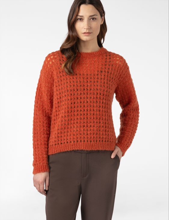Sarah Pacini ROUND-NECK SWEATER – OPENWORK MOHAIR
