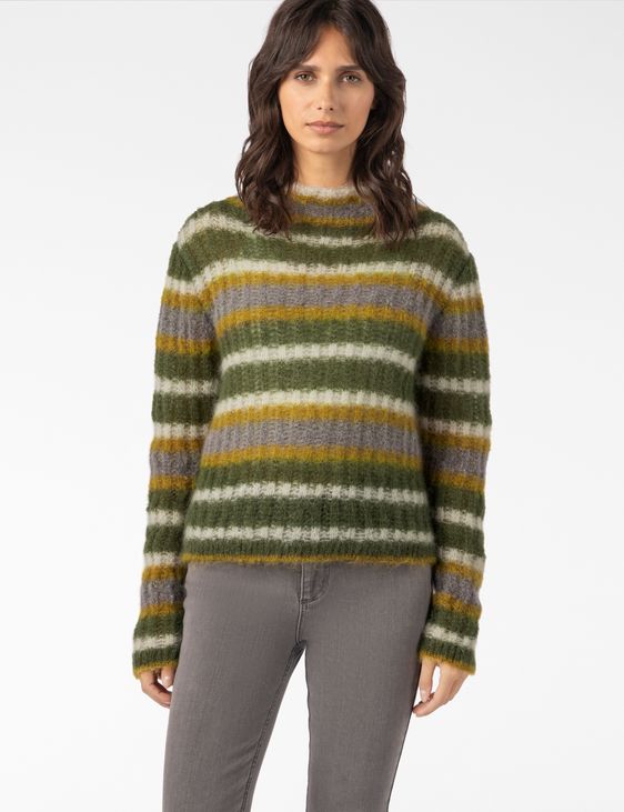 Sarah Pacini CROPPED SWEATER – MULTICOLOURED STRIPED RIB KNIT