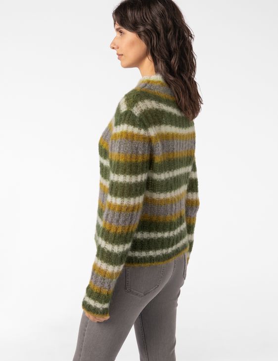 Sarah Pacini CROPPED SWEATER – MULTICOLOURED STRIPED RIB KNIT