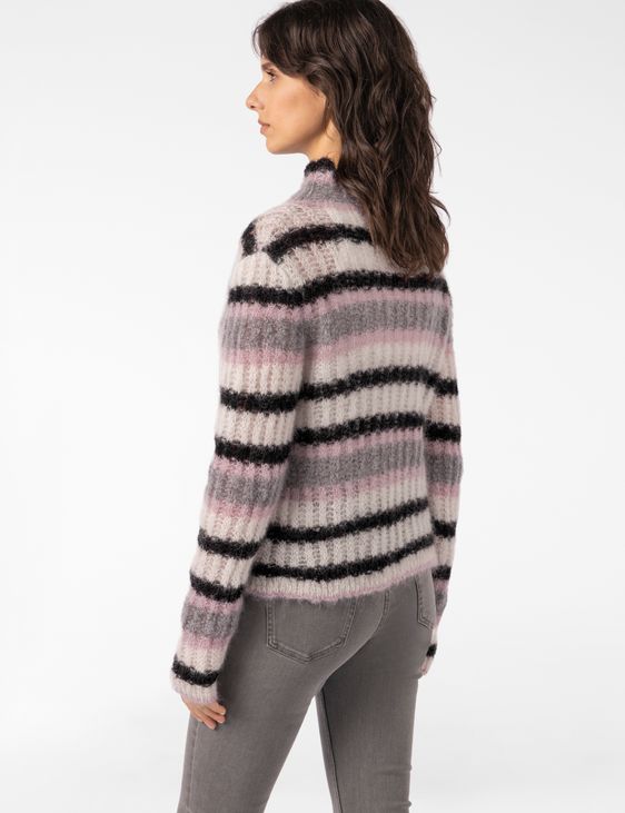 Sarah Pacini CROPPED SWEATER – MULTICOLOURED STRIPED RIB KNIT