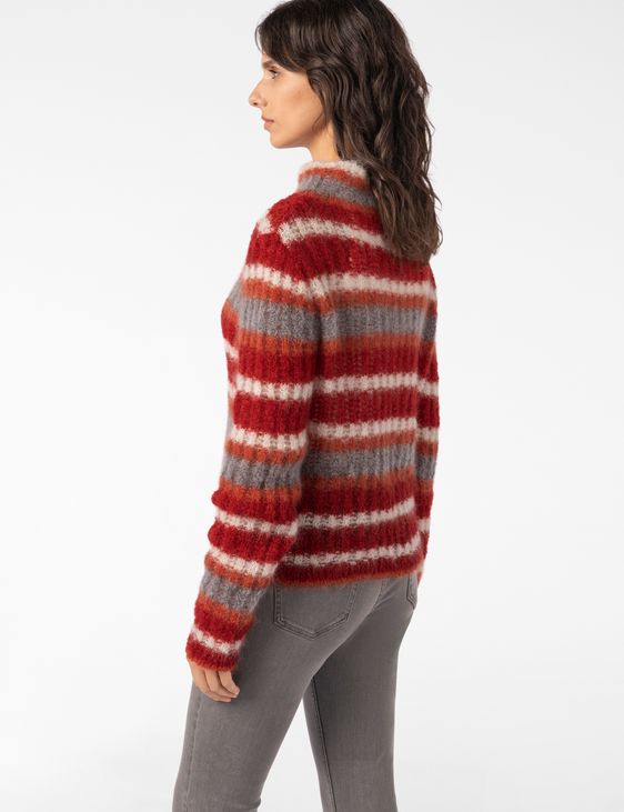 Sarah Pacini KORTE TRUI – RIB & VEELKLEURIGE STREPEN