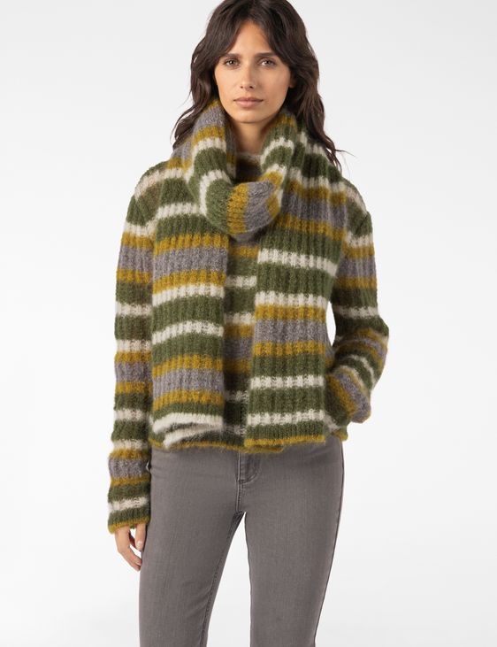 Sarah Pacini SCARF – MULTICOLOURED STRIPED RIB KNIT