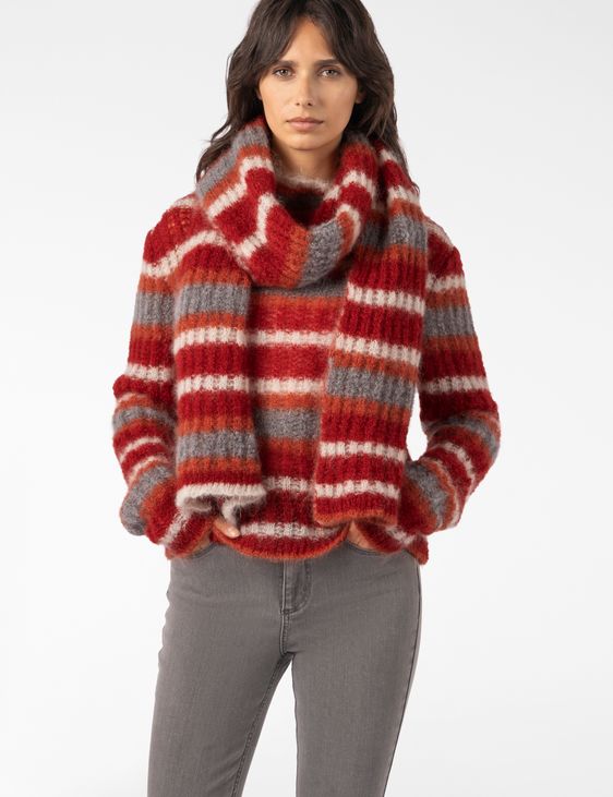 Sarah Pacini SCARF – MULTICOLOURED STRIPED RIB KNIT