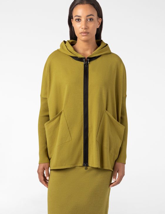 Sarah Pacini Kapuzenstrickjacke – Viskose-Stretch