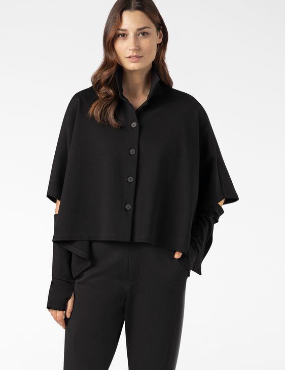 Sarah Pacini PONCHO WITH REMOVABLE MITTENS – STRETCH JERSEY