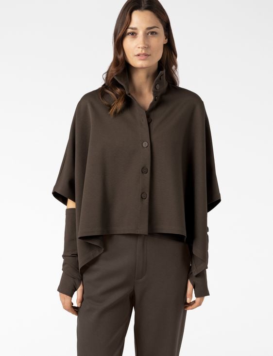 Sarah Pacini PONCHO WITH REMOVABLE MITTENS – STRETCH JERSEY