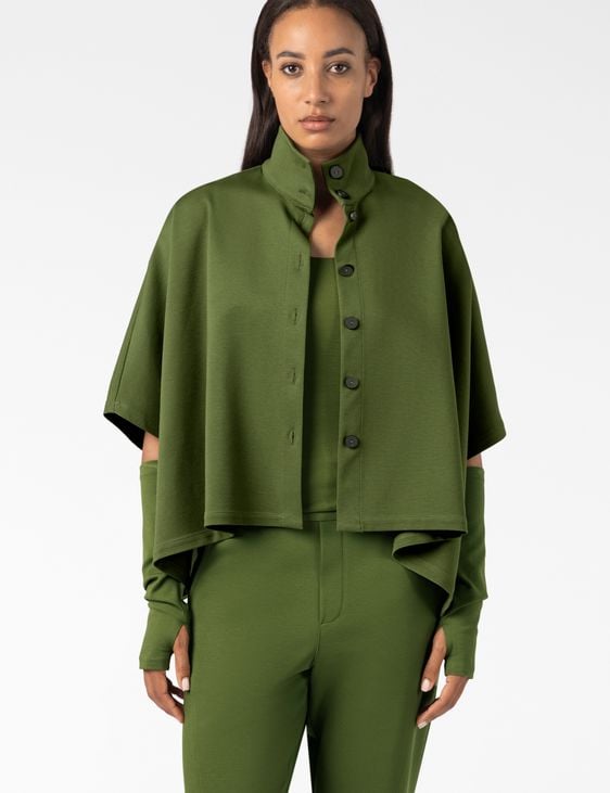 Sarah Pacini PONCHO MET AFNEEMBARE WANTEN – STRETCH JERSEY