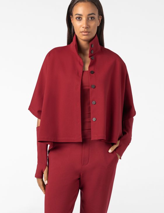 Sarah Pacini PONCHO MET AFNEEMBARE WANTEN – STRETCH JERSEY