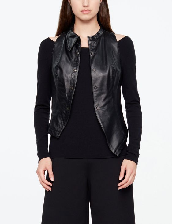 Sarah Pacini Leather jacket – sleeveless