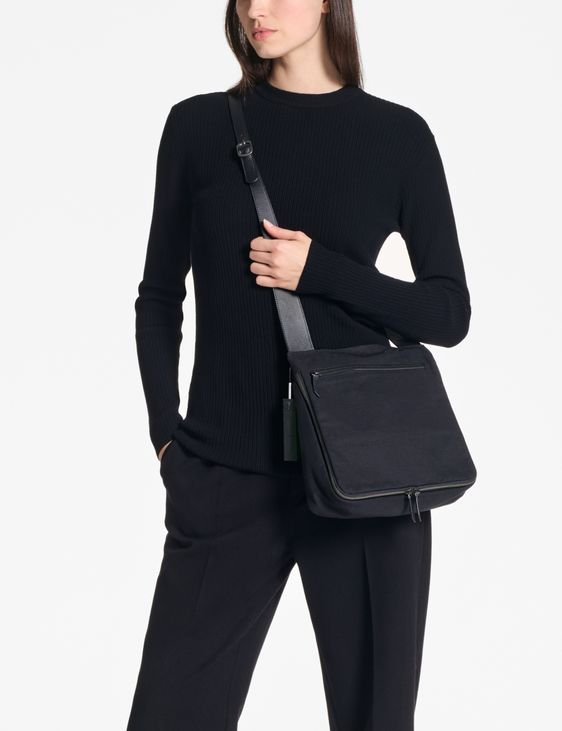 Sarah Pacini Canvas shoulder bag – leather strap