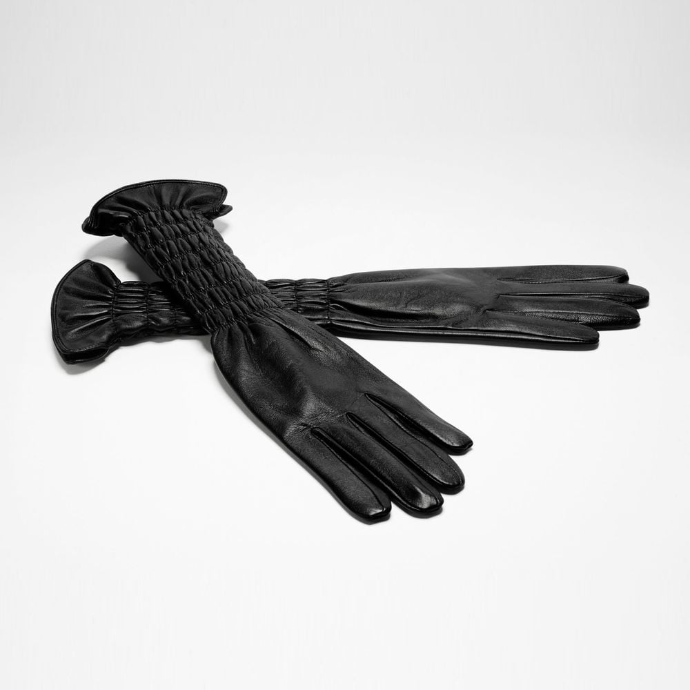 Sarah Pacini LONG LEATHER GLOVES - SMOCKED WRISTS