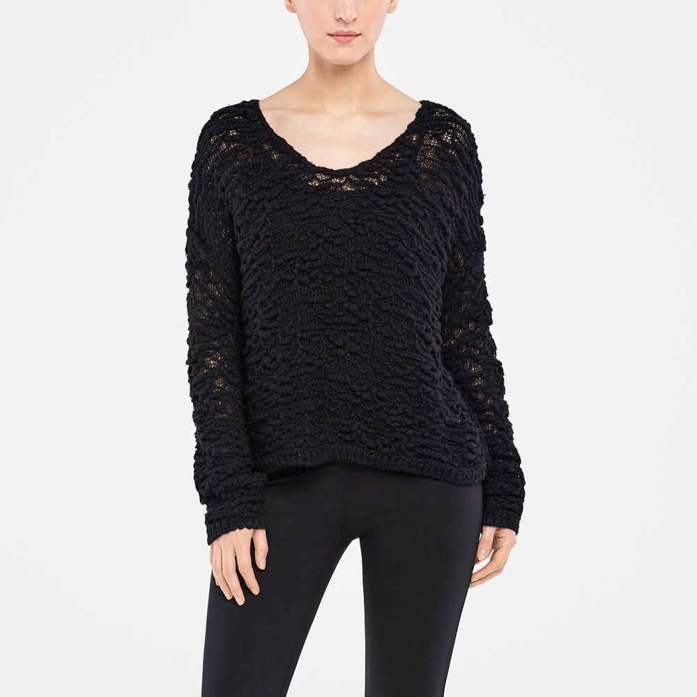 Black v-neck sweater - translucent by Sarah Pacini