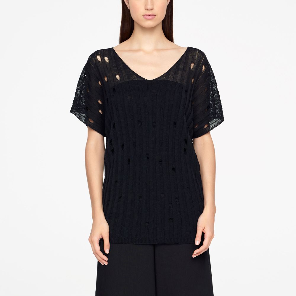 Sarah Pacini LEINEN-SWEATER - V-AUSSCHNITT