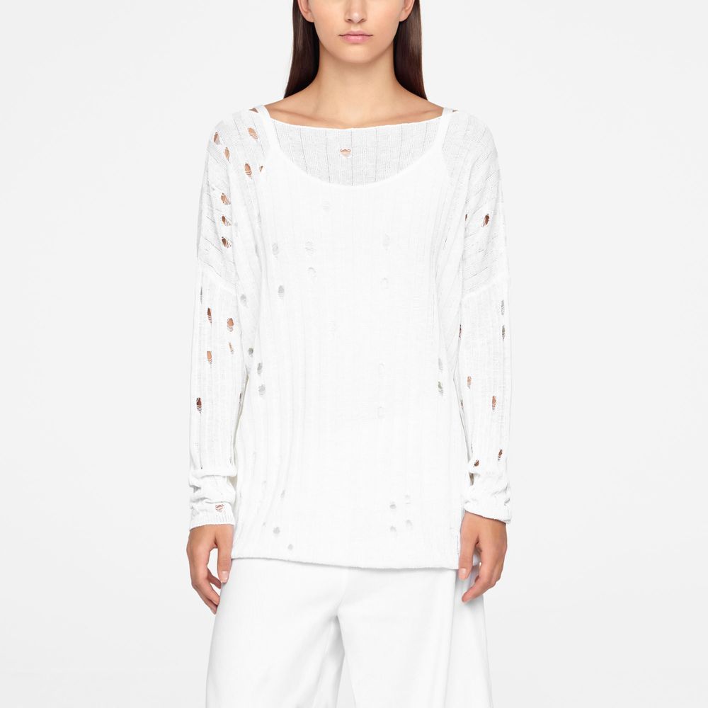 Sarah Pacini LEINEN-SWEATER - GELOCHT