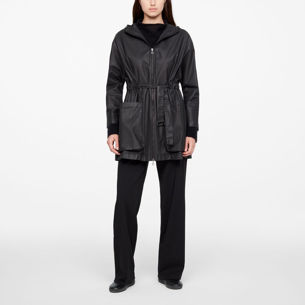 Sarah Pacini SCHWARZER PARKA - BESCHICHTET