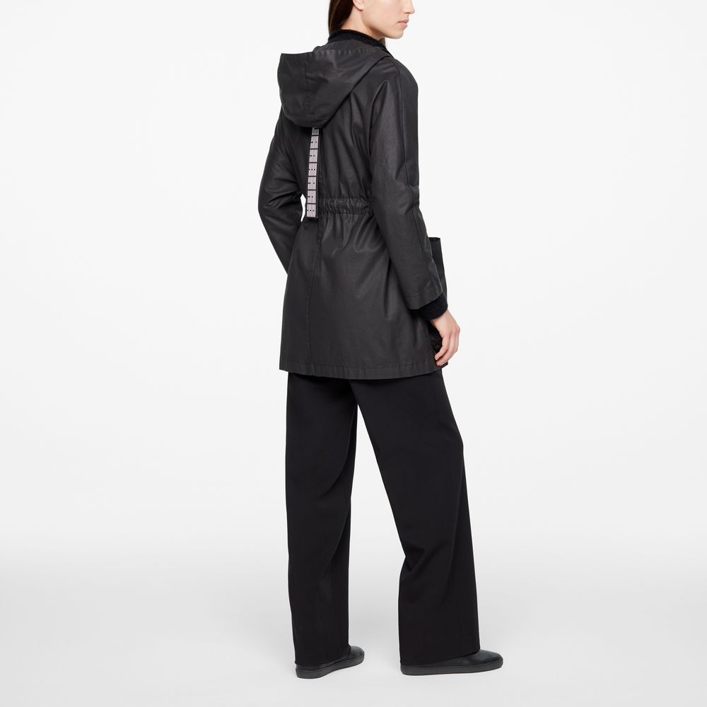 Sarah Pacini SCHWARZER PARKA - BESCHICHTET