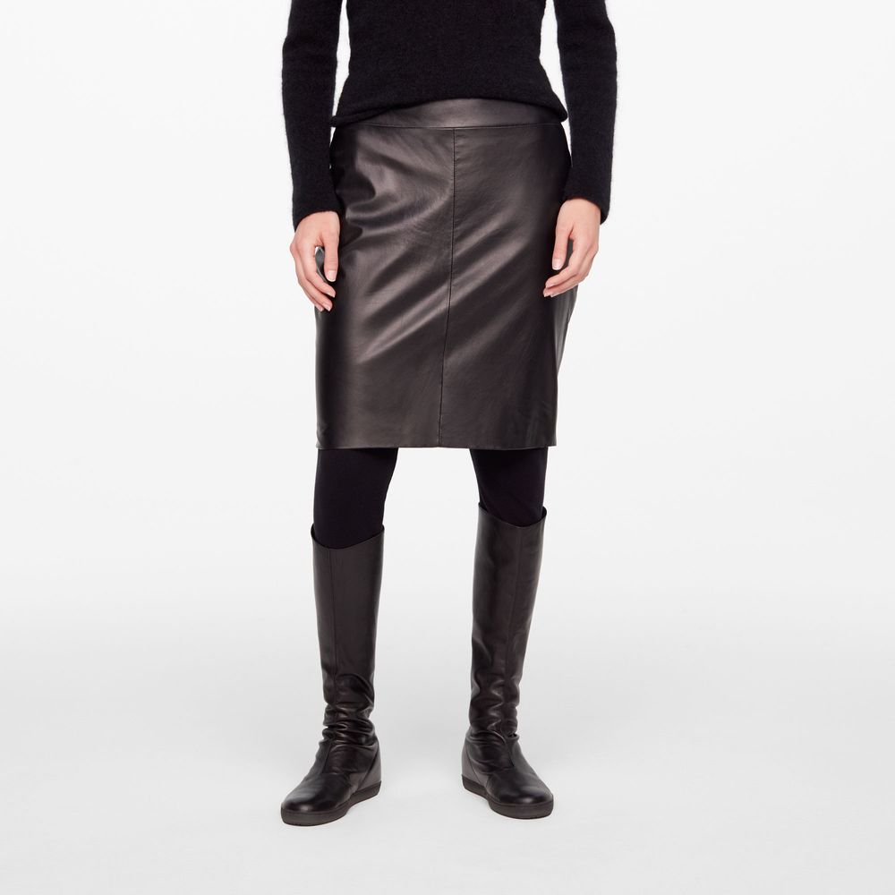 Sarah Pacini LEATHER PENCIL SKIRT - SLIT