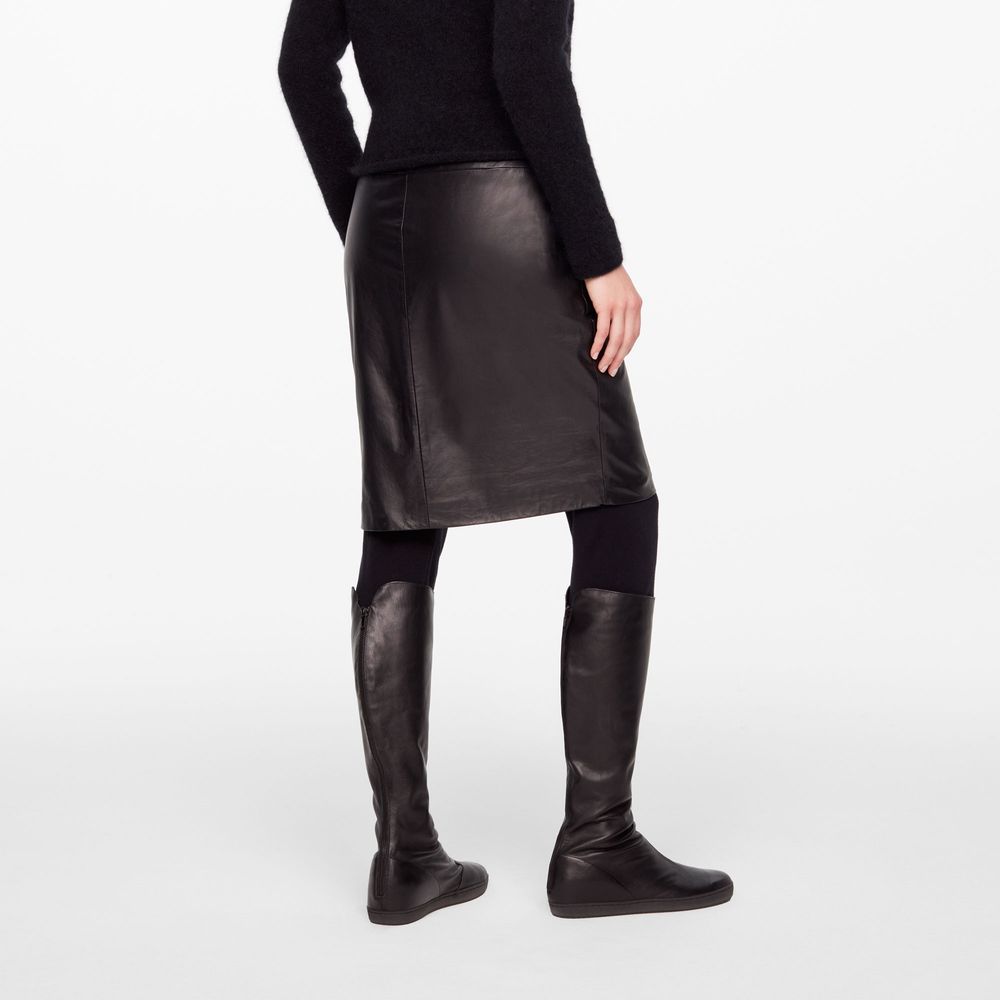 Sarah Pacini LEATHER PENCIL SKIRT - SLIT