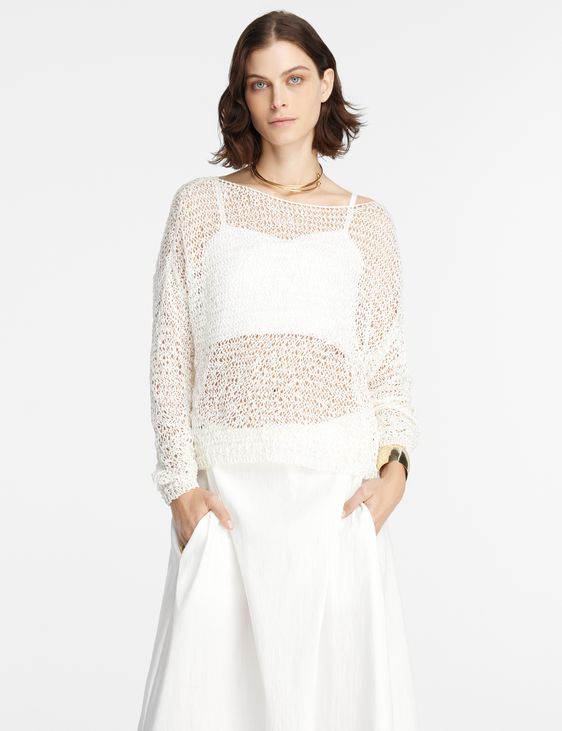 White sheer sweater - full sleeves by Sarah Pacini