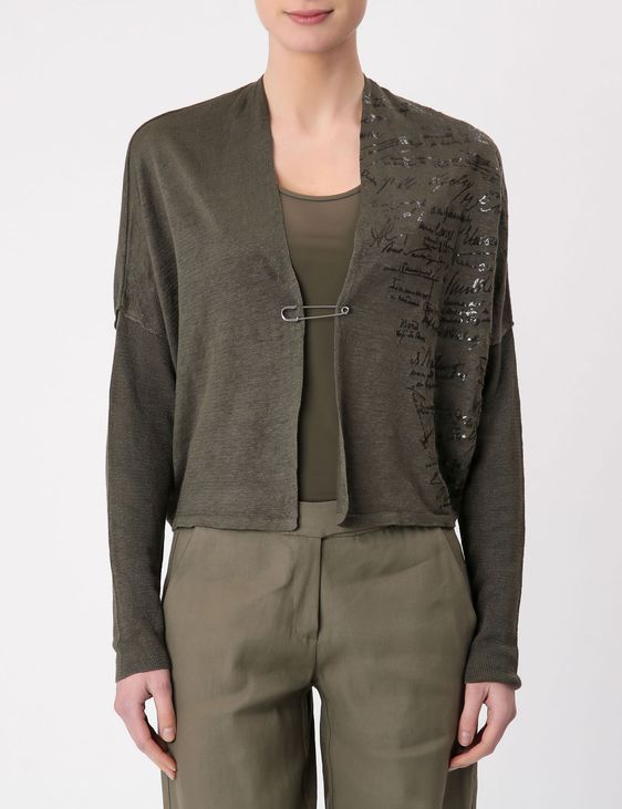 Dark linen linen cardigan by Sarah Pacini