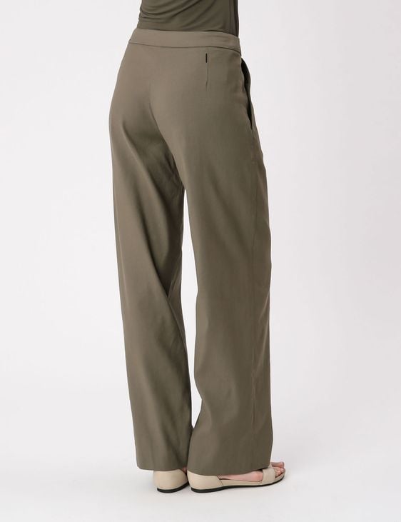 Green linen wide leg pants -audrey by Sarah Pacini