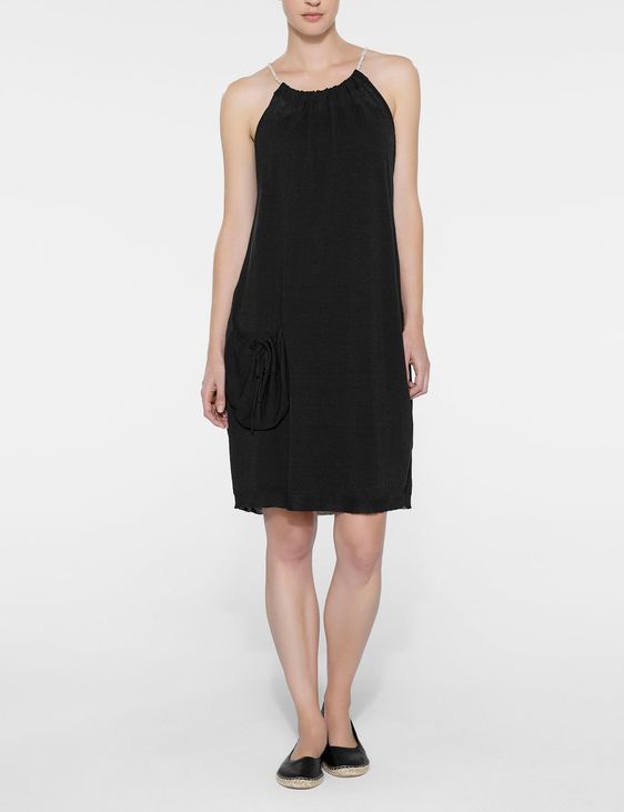 Black linen short dress by Sarah Pacini Black linen short dress by Sarah Pacini