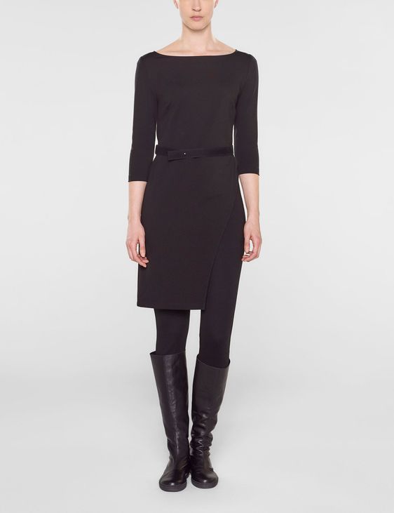 Black viscose tunic dress by Sarah Pacini