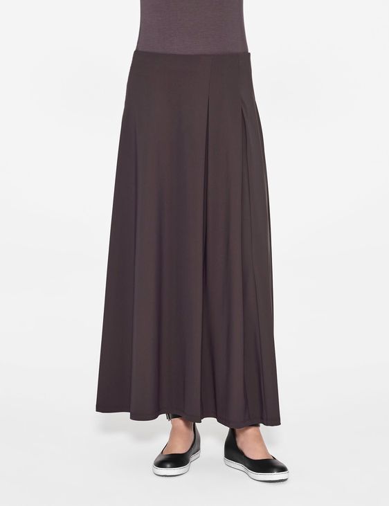 Brown polyamide maxi skirt with pleats by Sarah Pacini
