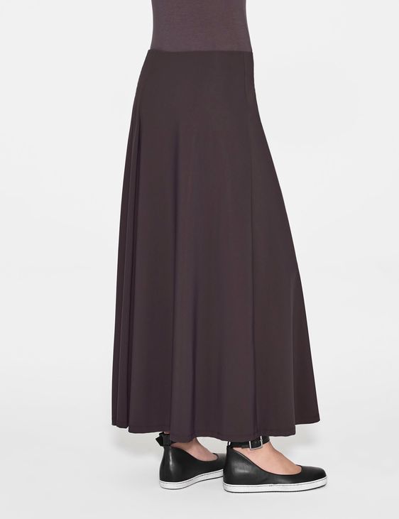 Brown polyamide maxi skirt with pleats by Sarah Pacini