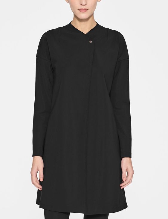 Black polyamide long jacket by Sarah Pacini